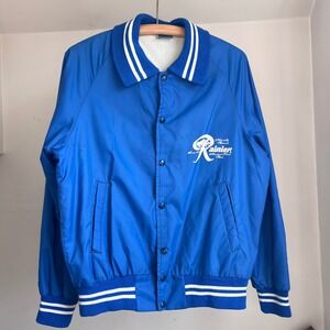 Vintage Coaches Jacket Medium Blue Rainier Beer Champion USA Windbreaker 80s